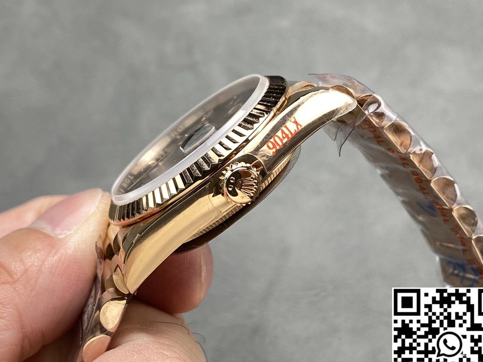 961 Rose Steel QF Factory M128235 Rolex Chocalate Date 36mm v5 StreetReady Day Tungsten Dial Gold 0821